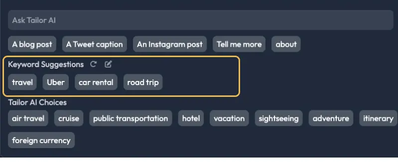 Tailor AI Keyword Management